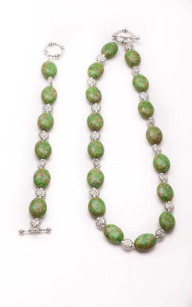 Green-Stone-with-Silver-Set