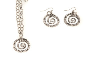 Silver Plated Spiral Pendant Necklace & Earring Set- BEST SELLER!