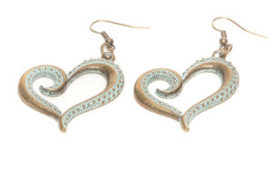 Large Heart Earrings - Antique Brass Colored