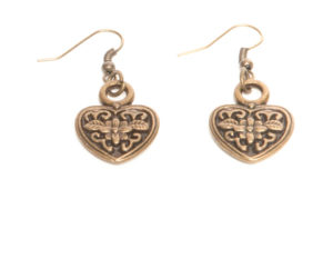 Small Heart Earrings - Antique Brass Colored