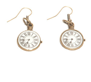 Clock Earrings - Antique Brass Colored