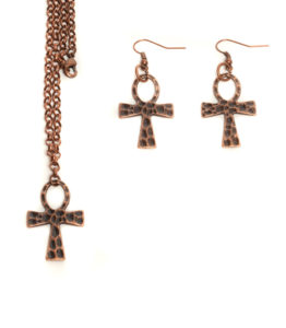 Hiroglif Necklace & Earring Set - Copper Colored
