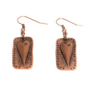 Heart Dog Tag Earrings - Copper Colored - BEST SELLER!