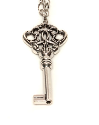 Ornate Key Necklace - Silver Plated