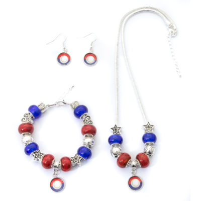 Boston Red Sox Necklace, Bracelet, Earring Set