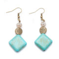 Antique Brass Earrings with Turquoise Stones