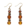 Antique Copper Earrings with Amber and Brown Beads