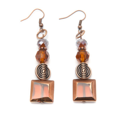 Antique Copper Earrings with Brown Beads