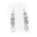 Silver Plated Dangling Earrings with Silver Beads and Spirals