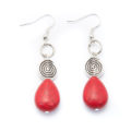 Silver Plated Earrings with Red Stones