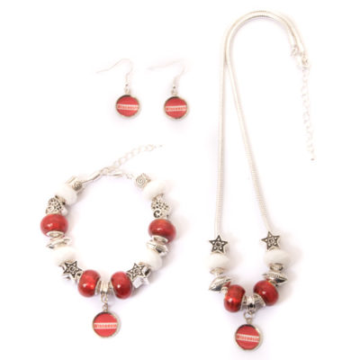 Wisconsin Badgers Necklace, Bracelet and Earrings Set